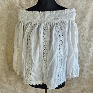 Sugar+Lips Women's White Crochet Off Shoulder Tops Size M